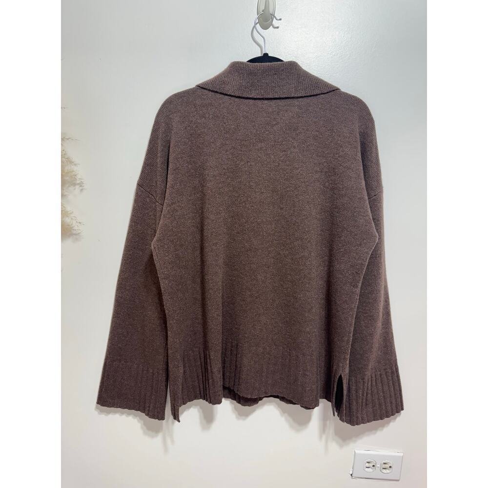 Reformation 100% Wool Brown Otto Oversized Polo Sweater Size S Pullover - Picture 8 of 12